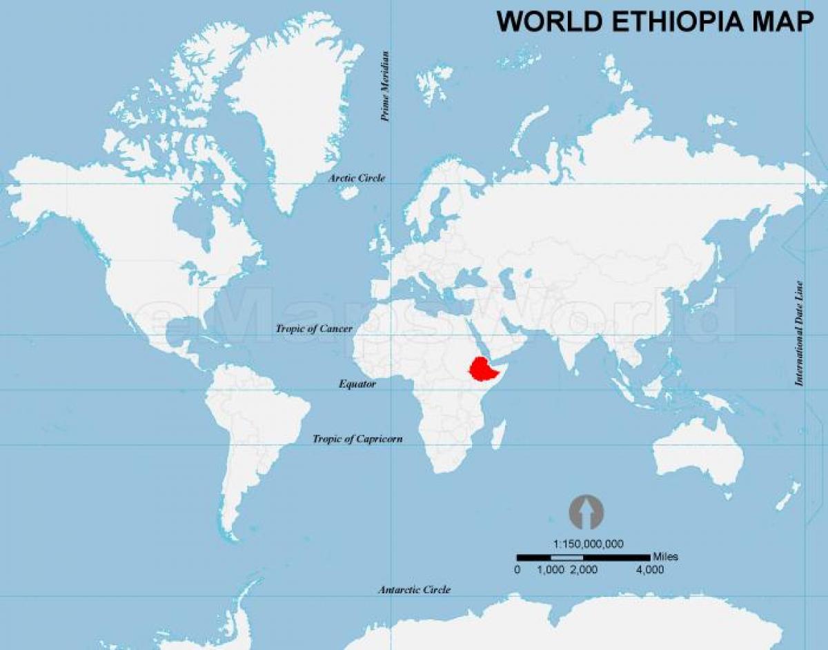 dünya haritası Etiyopya konumu