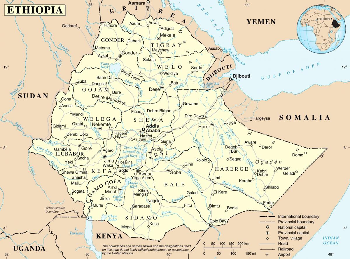 Etiyopya siyasi haritası 