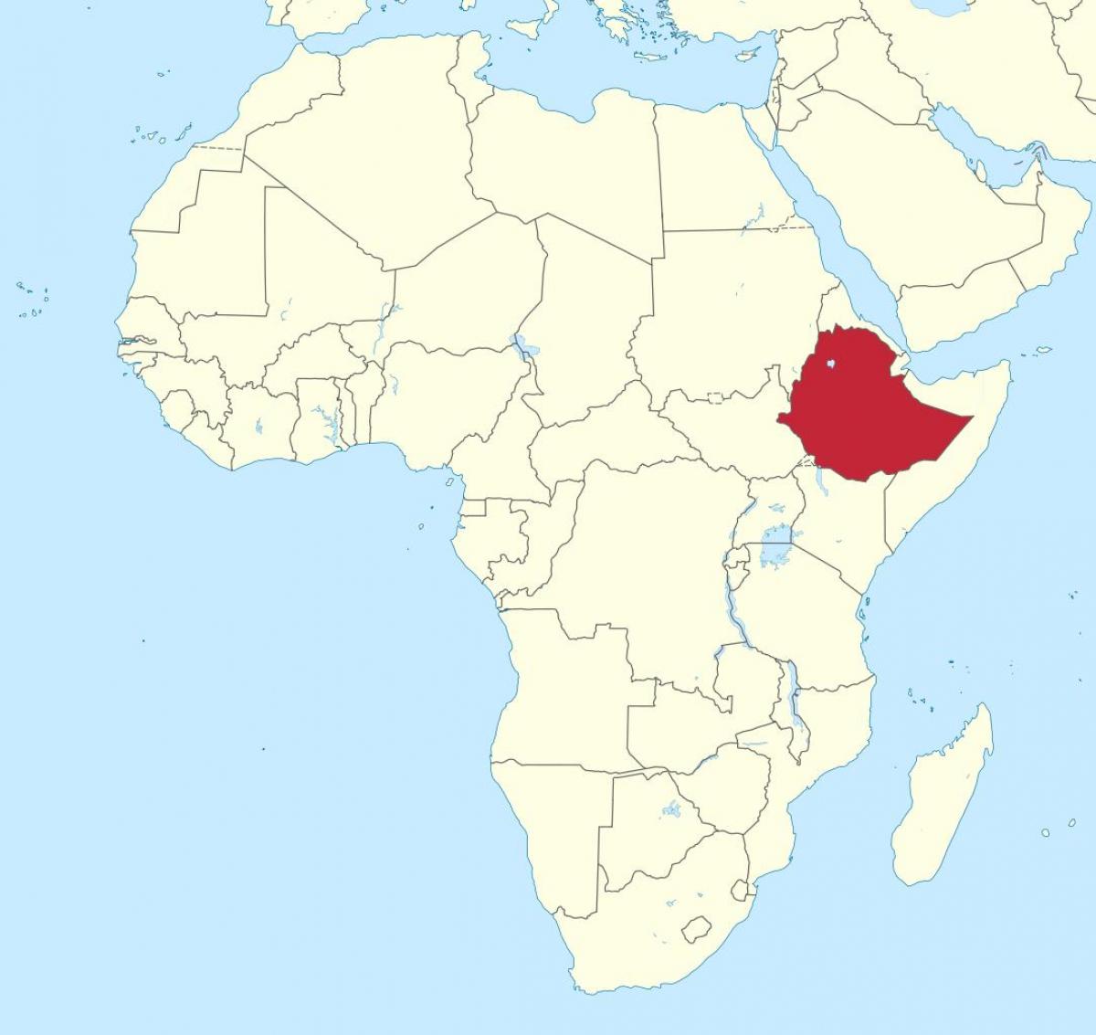 Afrika haritası Etiyopya gösteriliyor 