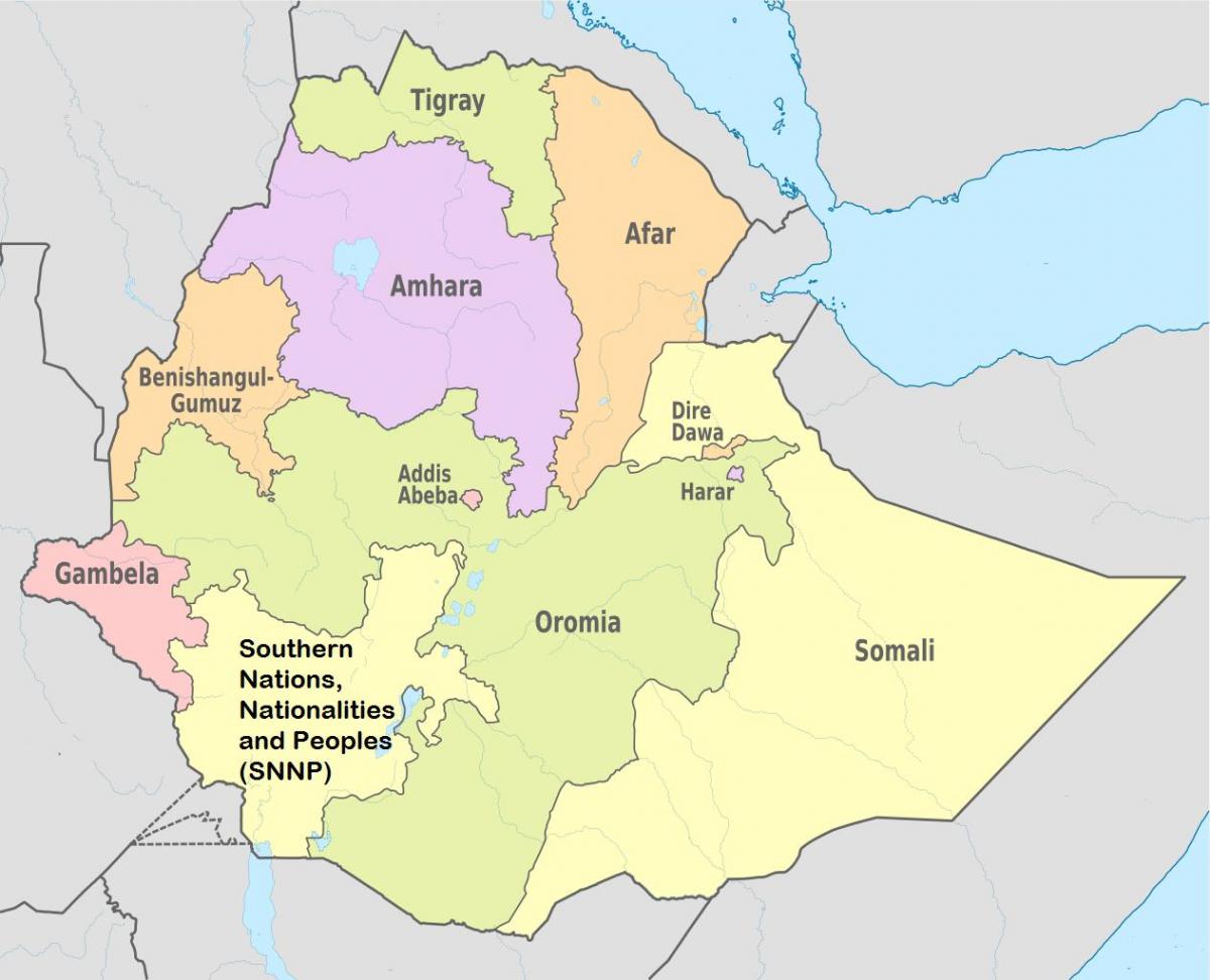 Etiyopya bölgesel Devletleri harita