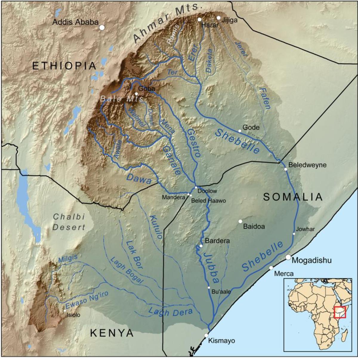 Etiyopyalı nehir havzaları haritası