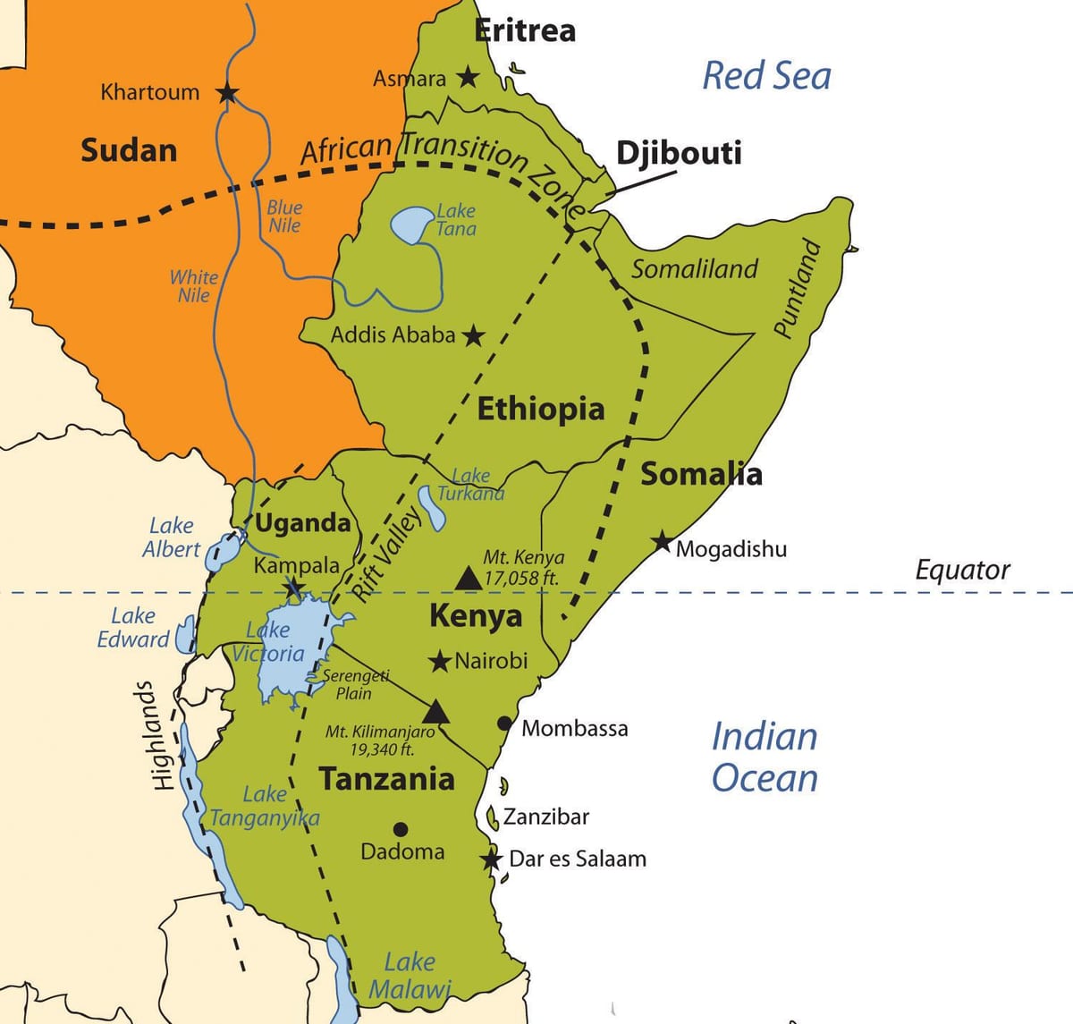 Etiyopya platosu Afrika haritası