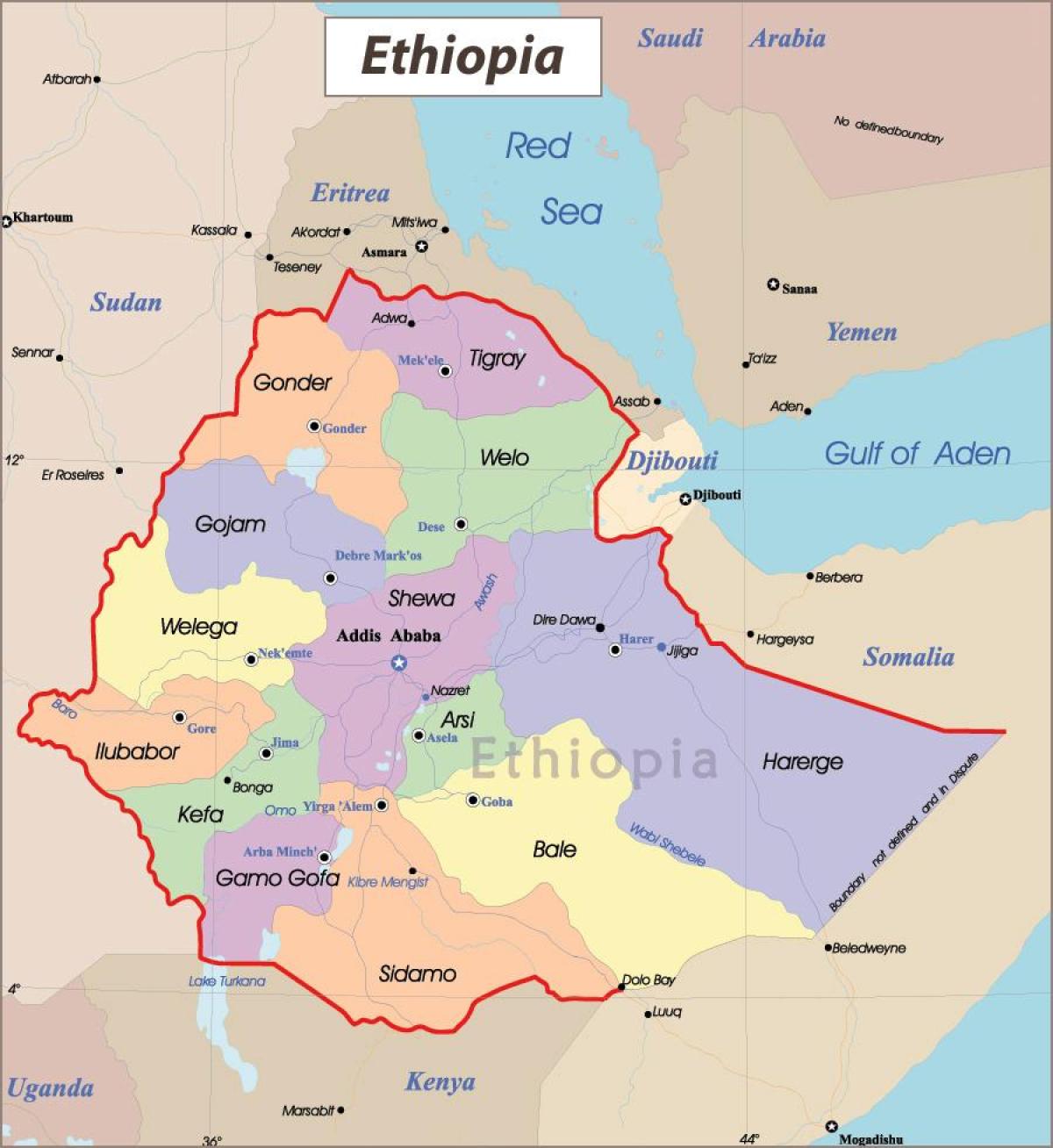 Şehirler ile Etiyopya göster 