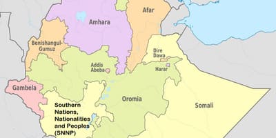 Etiyopya bölgesel Devletleri harita