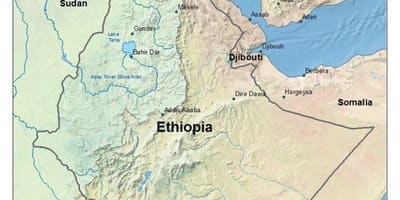 Harita üzerinde Etiyopya platosu 